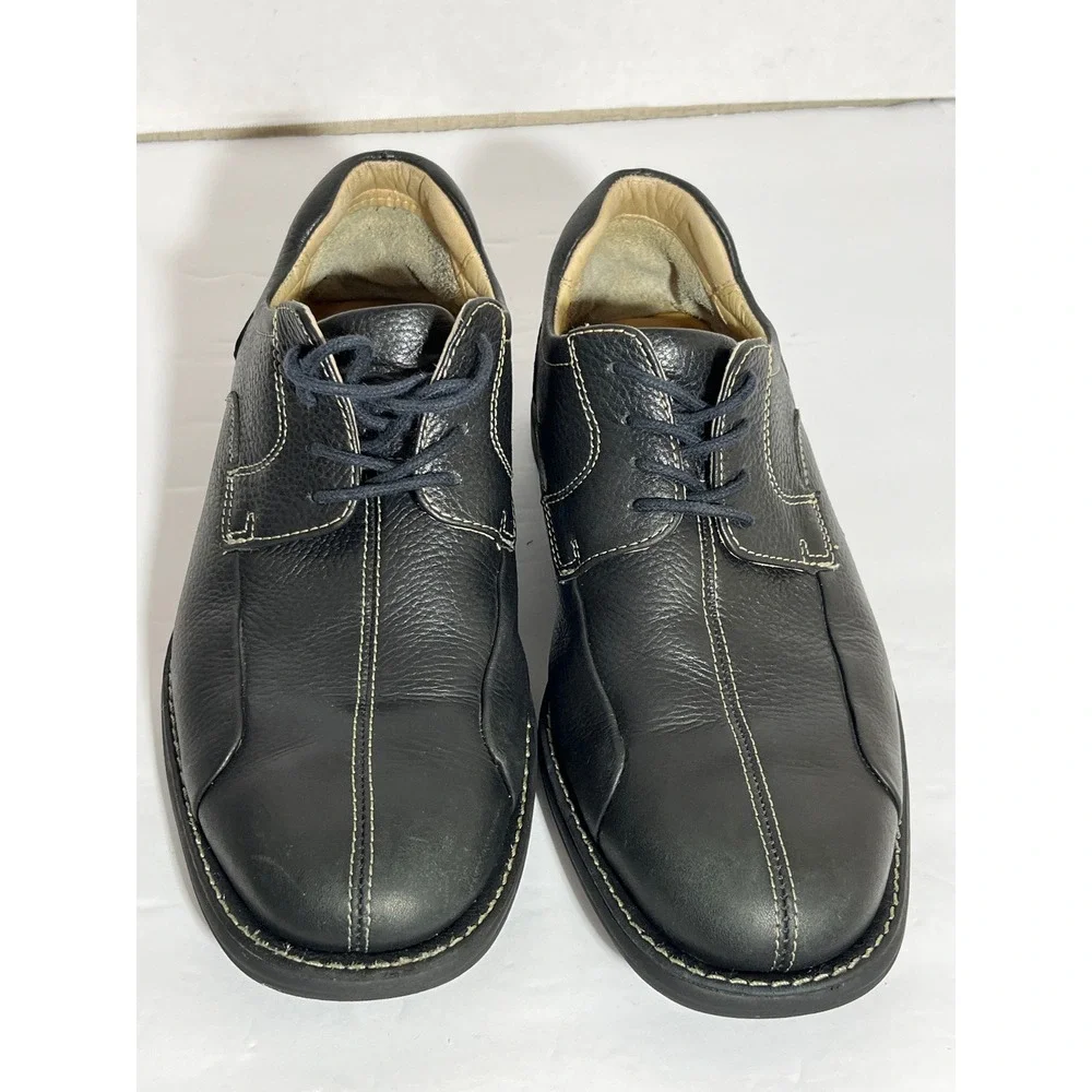 Johnston & Murphy Mens Black Leather Contrast Stitch Lace Up Oxford Shoes‎ 7.5